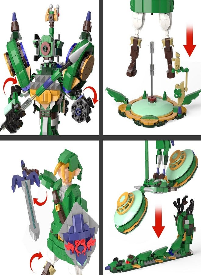 TOY PLAYER 3 in 1 BOTW Building Set, Transforms to 3 Different Figures- from Link Holding Master Sword, to Battle Robot, to Glider Bike, Compatible with Lego (850PCS) - Image 3